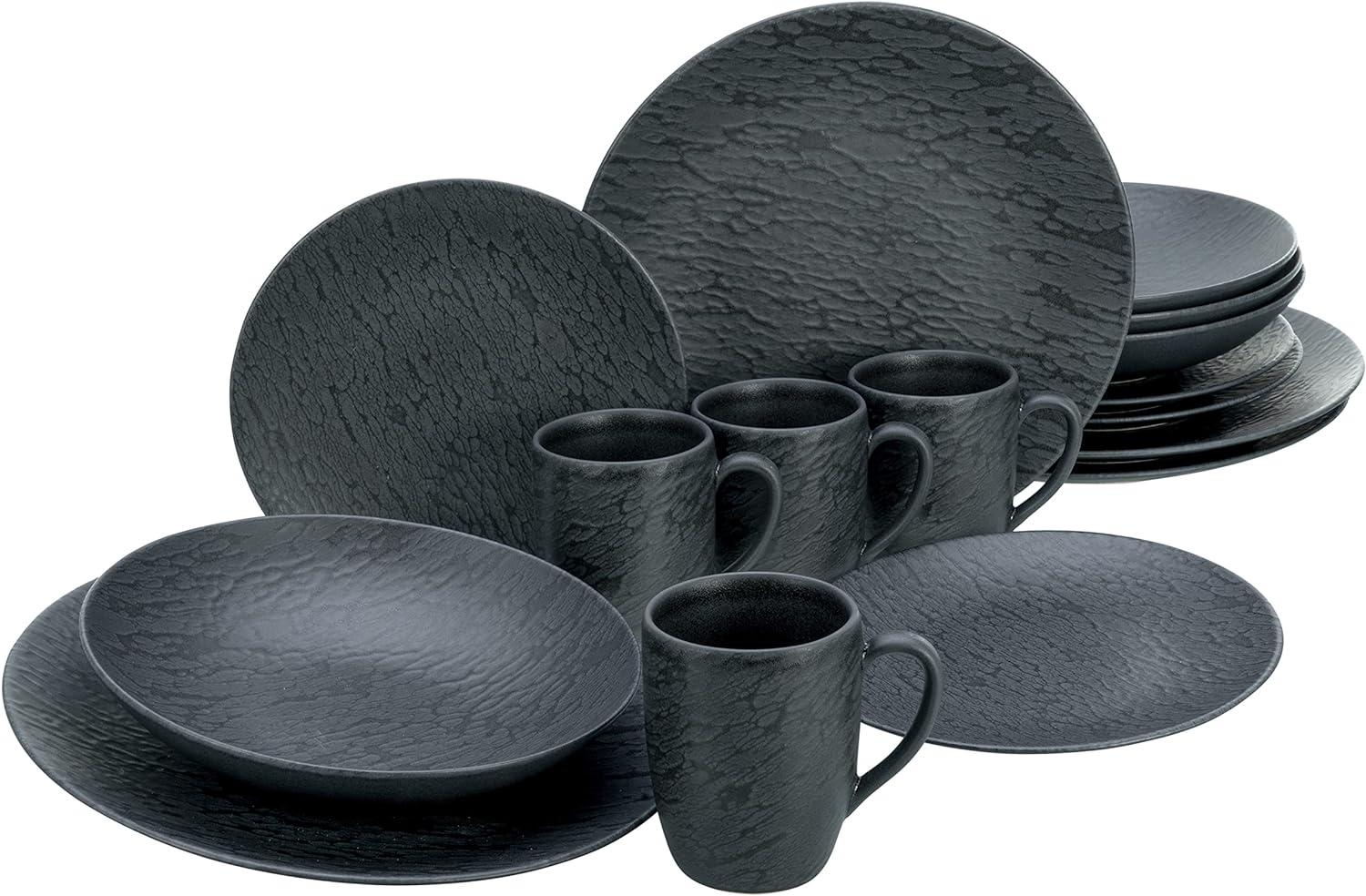 CreaTable 20539 Kombiservice Schiefer für 4 Personen, Steinzeug, schwarz (1 Set, 16-teilig) Bild 1