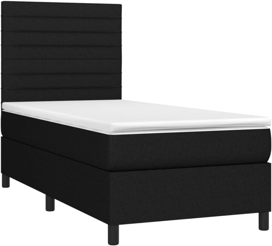 vidaXL Boxspringbett mit Matratze Schwarz 90x200 cm Stoff 3141827 Bild 1