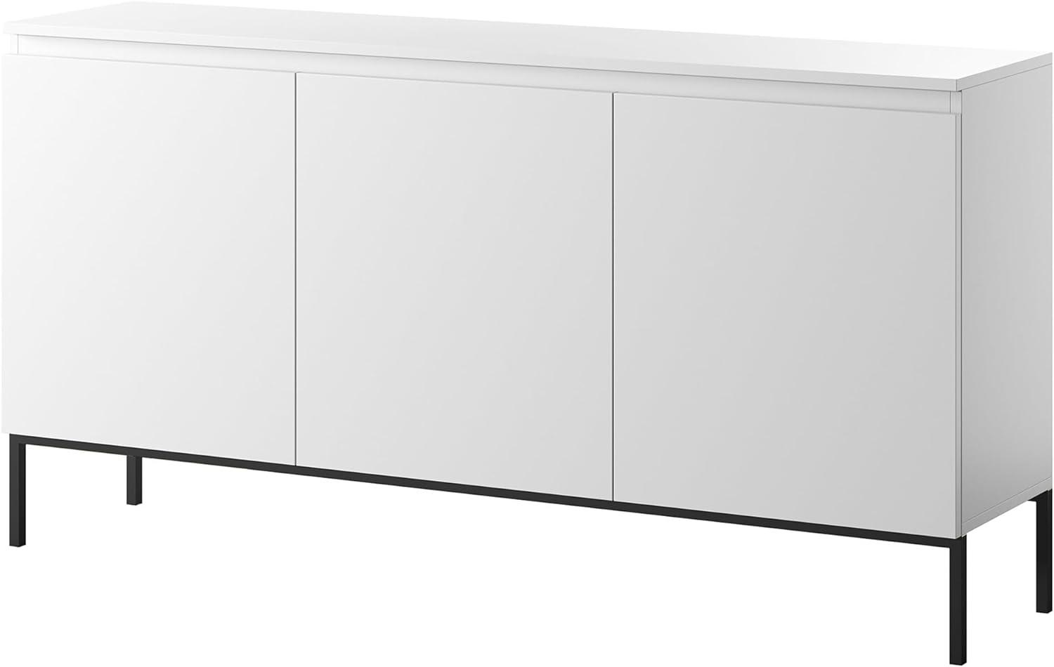 Selsey Bemmi - Sideboard Kommode 3-türig, Weiß mit schwarzen Beinen, 150 cm Bild 1