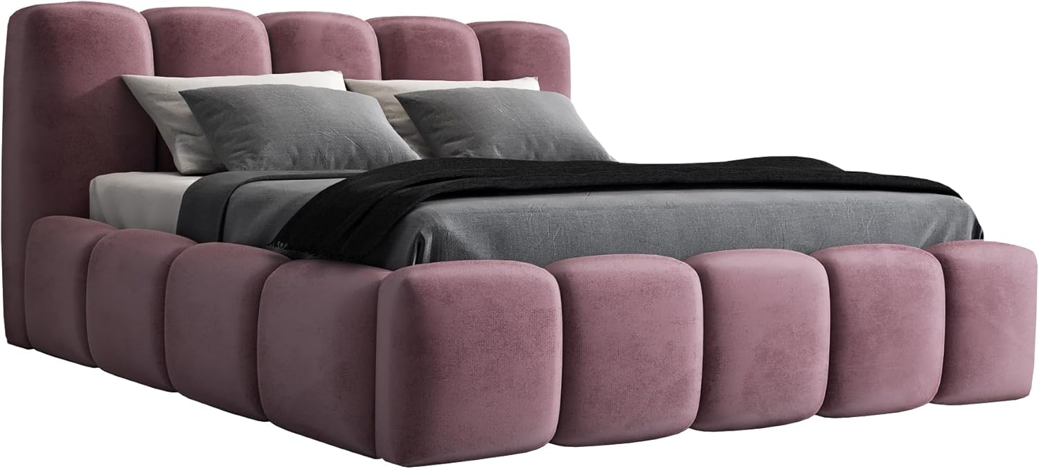 A&J MöbelLand 'Sonic' Polsterbett, Polyester, Rosa, 120 x 200, mit Matratze, mit Lattenrost, mit Bettkasten Bild 1