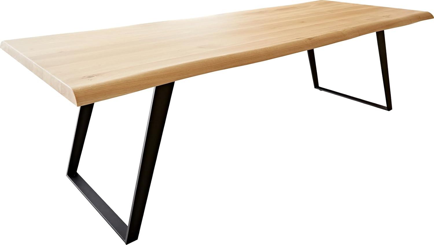 Esstisch Edge 260x100 Eiche Natur Metall Schräg Schwarz Live-Edge Bild 1
