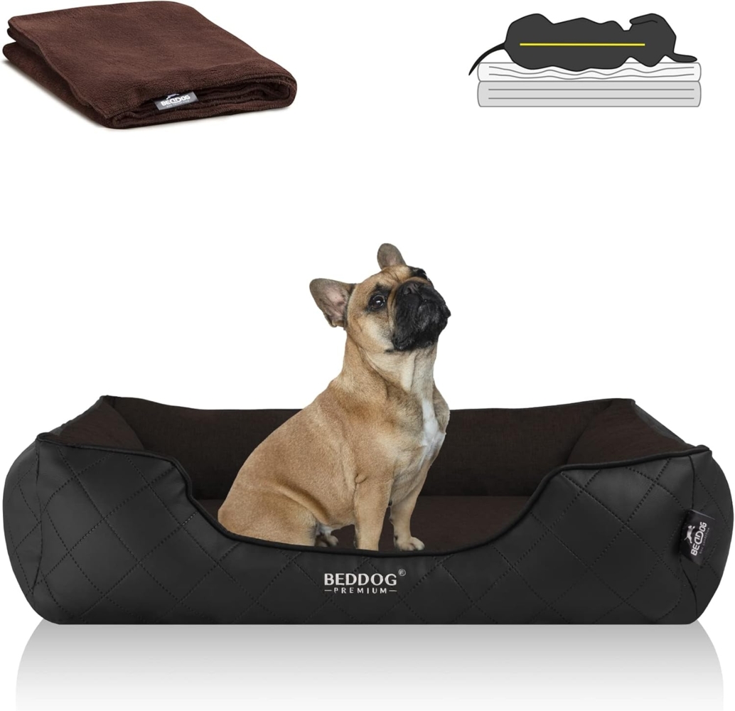 BedDog PREMIUM Orthopädisches Hundebett WUFFI, Memory Foam, mit abnehmbaren Bezug MOCCA (braun/schwarz), L Bild 1