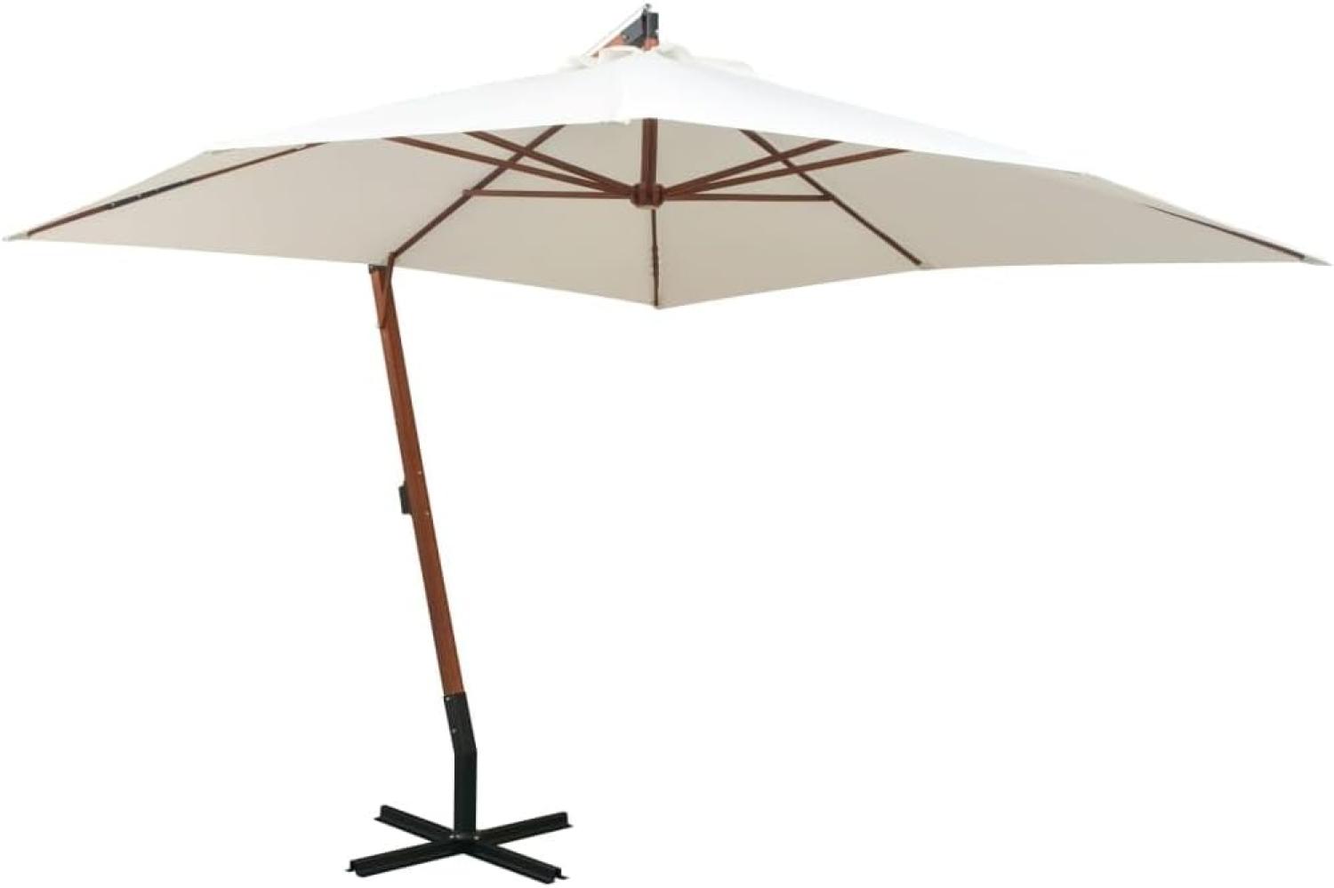 vidaXL Ampelschirm 300x300 cm Holzmast Weiß 42968 Bild 1