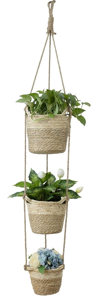 Navaris Übertopf Blumentopf Boho Stil - Blumenübertopf geflochten - Korb Pflanzentopf (1 St), Seegras Korb Übertopf Set - 3 Größen (S/M/L) mit Jute Seil Bild 1