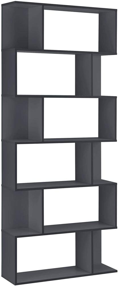 Bücherregal Borrby 192x80x24 cm mit 6 Ebenen Dunkelgrau en. casa Bild 1