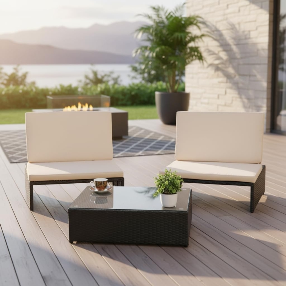 Lounge Sitzgarnitur Gartenset Gartenmöbel GartenSitzgruppe 2 Sessel Tisch Rattan Bild 1