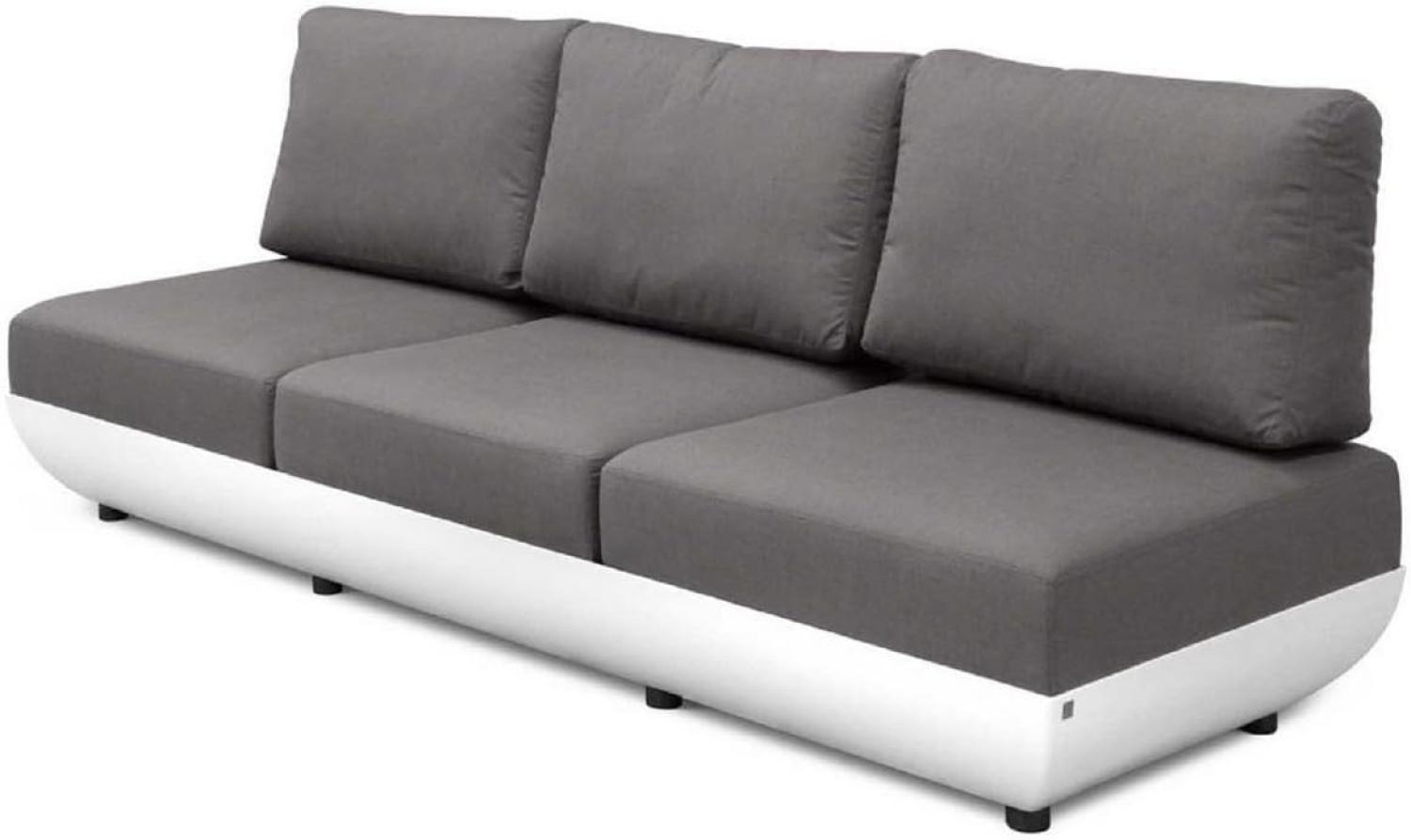 Casa Padrino Luxus Gartensofa Matt Weiß / Dunkelgrau 250 x 95 x H. 90 cm - Wetterbeständiges Garten Terrassen Sofa mit verstellbaren Rückenlehnen - Hotel Möbel - Luxus Qualität Bild 1