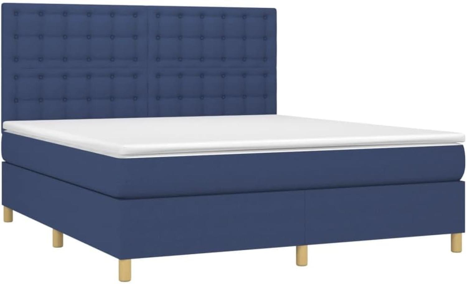 vidaXL Boxspringbett mit Matratze & LED Blau 180x200 cm Stoff 3135779 Bild 1