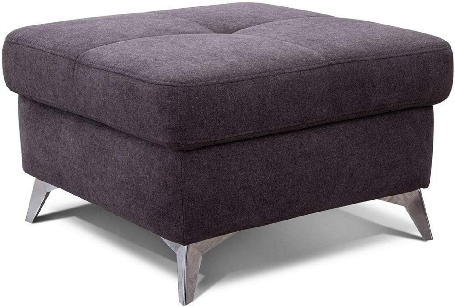 CAVADORE Polsterhocker Bali / Trendiger Sofahocker passend zum Ecksofa Bali / 72 x 46 x 72 / Echtleder: Dunkelgrau Bild 1