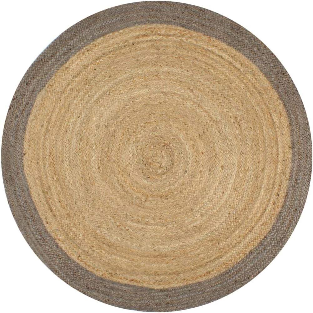 vidaXL Teppich Handgefertigt Jute mit Grauem Rand 150 cm Bild 1