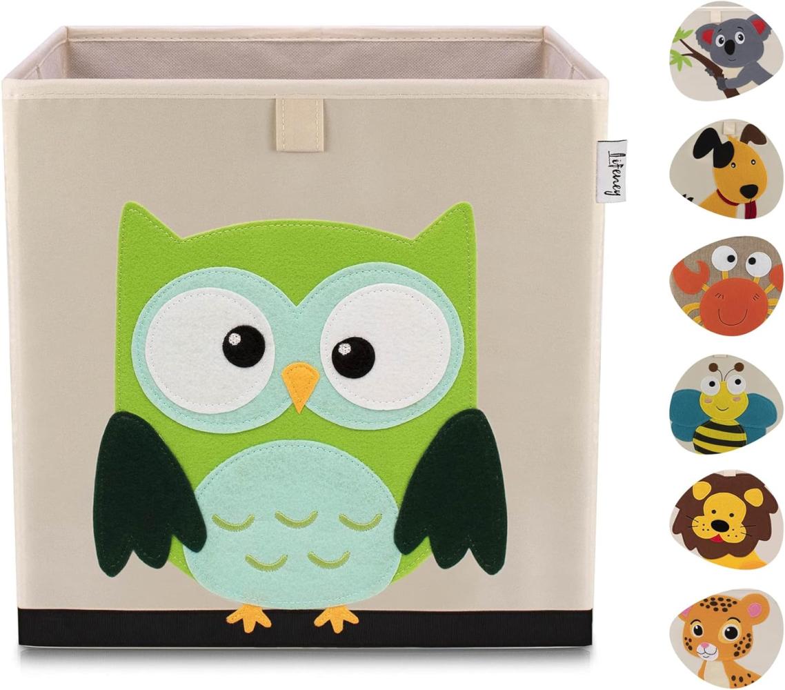 Lifeney Aufbewahrungsbox mit Eule Motiv I Spielzeugbox mit Tiermotiv passend für Würfelregale I Ordnungsbox für das Kinderzimmer I Aufbewahrungskorb Kinder Bild 1