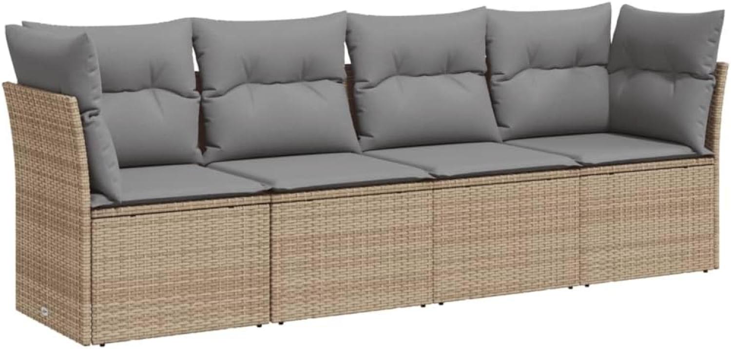 vidaXL 4-tlg. Garten-Sofagarnitur mit Kissen Beige Poly Rattan 3217229 Bild 1