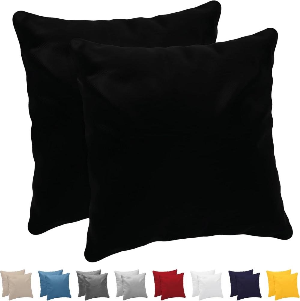 Dreamzie Kissenbezug 80x80 (Set mit 2) - 100% Jersey Baumwolle 150 g/qm Kissenbezüge -Schwarz - Für Kissen 80 x 80 cm - Kissenhülle - Kissenbezug - Resistent und Hypoallergen Bild 1