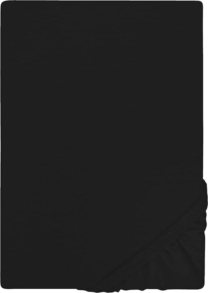 Biberna Jersey-Spannbetttuch, 100 % Baumwolle, Schwarz, 1x 90x190 cm - 100x200 cm Bild 1