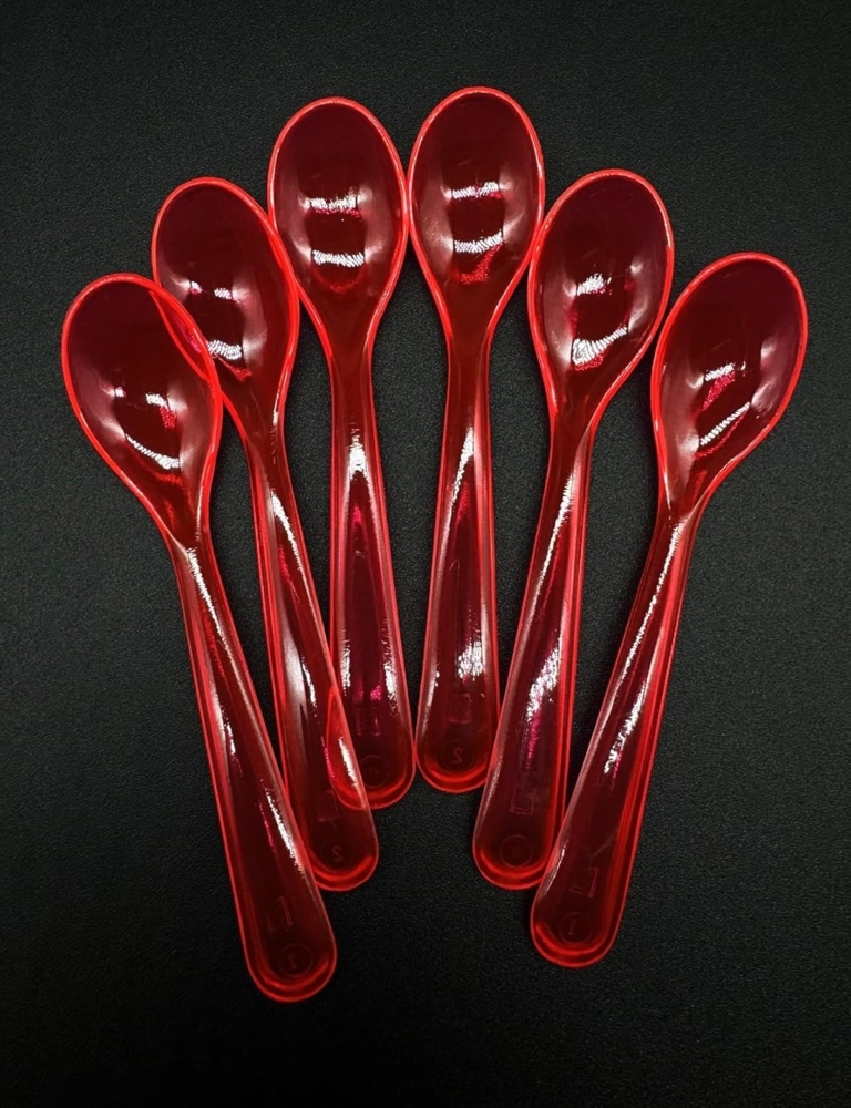 Kimmel Eierlöffel Babylöffel Dessertlöffel (6 Stück) Mehrweg, Kunststoff, Rot Transparent Bild 1