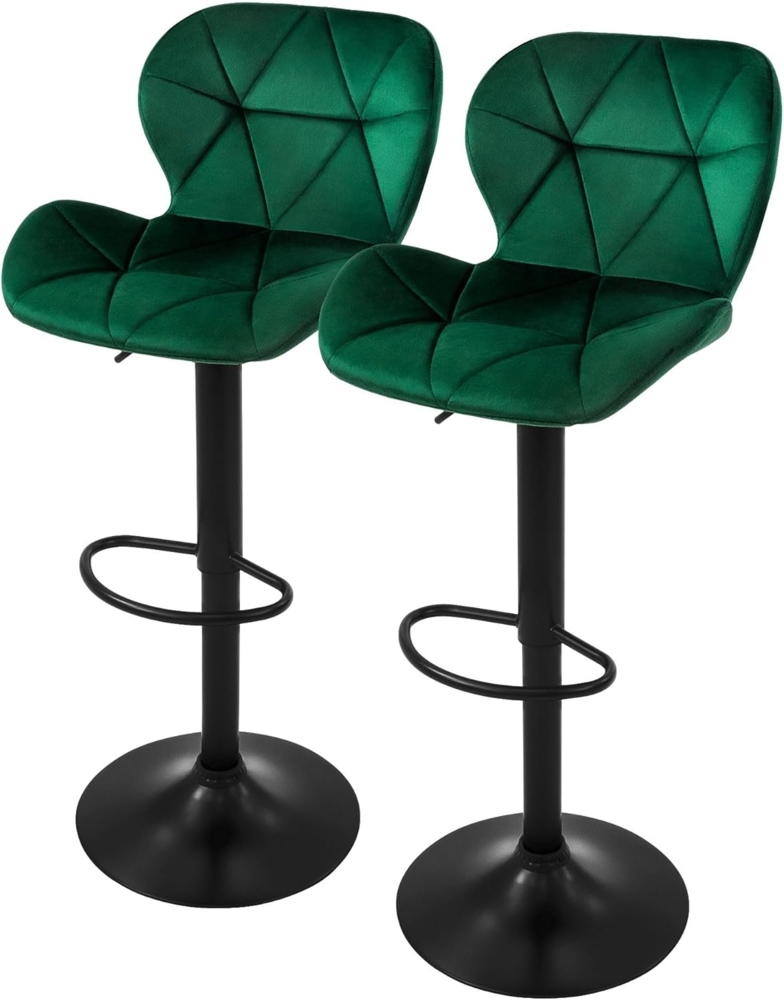 ML-DESIGN Barhocker Gepolsterter Barstuhl mit Rückenlehne und Fußstütze, 360° drehbar (2 St), Bistrohocker aus Samt, Grün, Drehstuhl Hocker Tresenhocker Bild 1