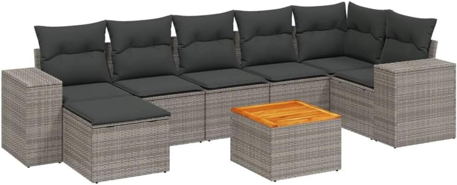 vidaXL 8-tlg. Garten-Sofagarnitur mit Kissen Grau Poly Rattan 3257887 Bild 1