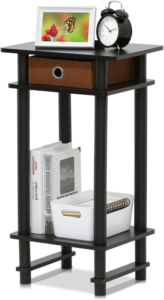 Furinno Hoher Beistelltisch mit Schublade, Holz, Espresso/Braun, 29. 49x39. 5x70. 41 cm Bild 1