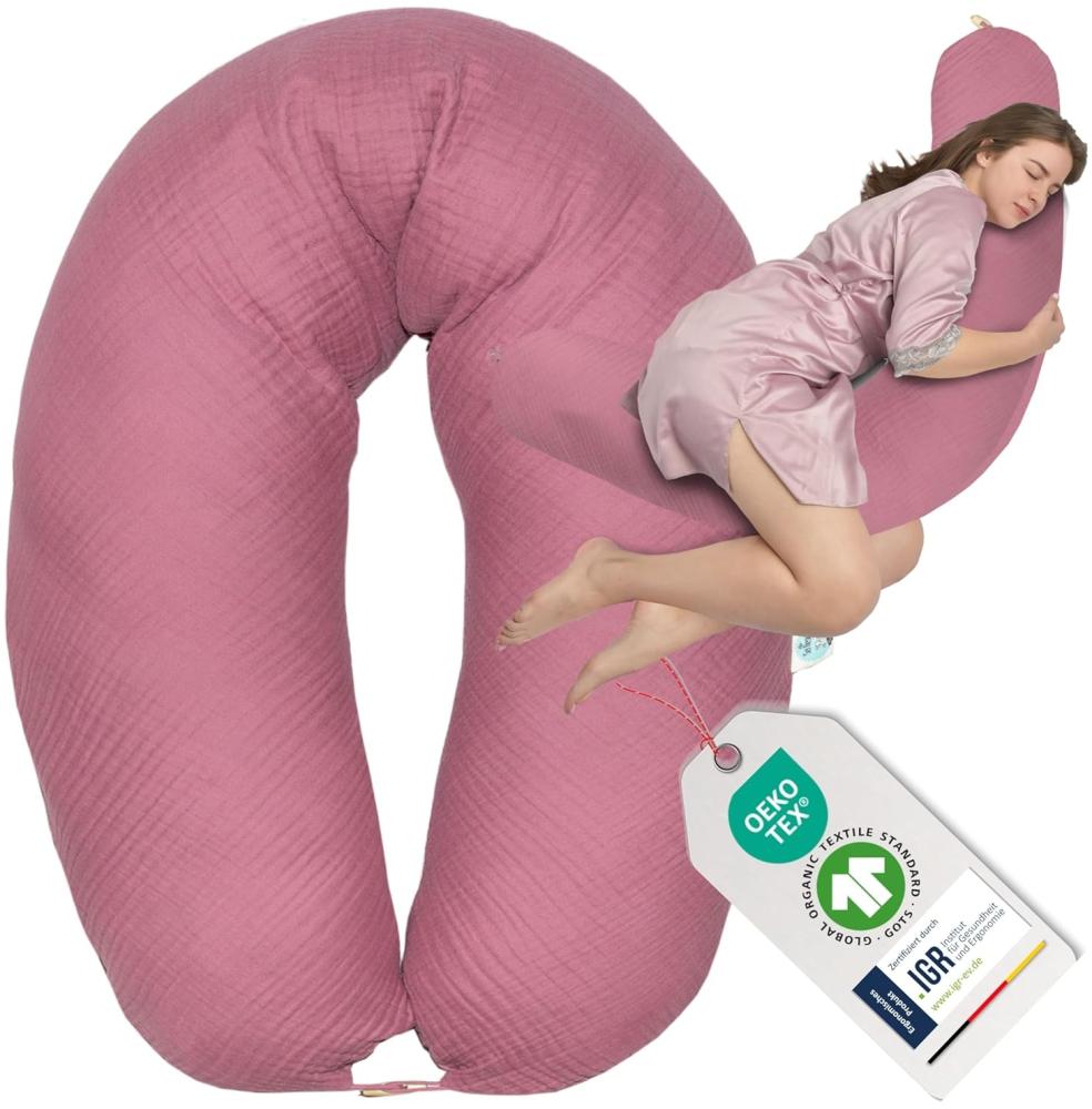 sei Design XXL Stillkissen ergonomisch 190x30 Schwangerschaftskissen Seitenschläferkissen Komfortkissen Erwachsene Baby Kissen mit Bezug 100% Baumwolle Bild 1