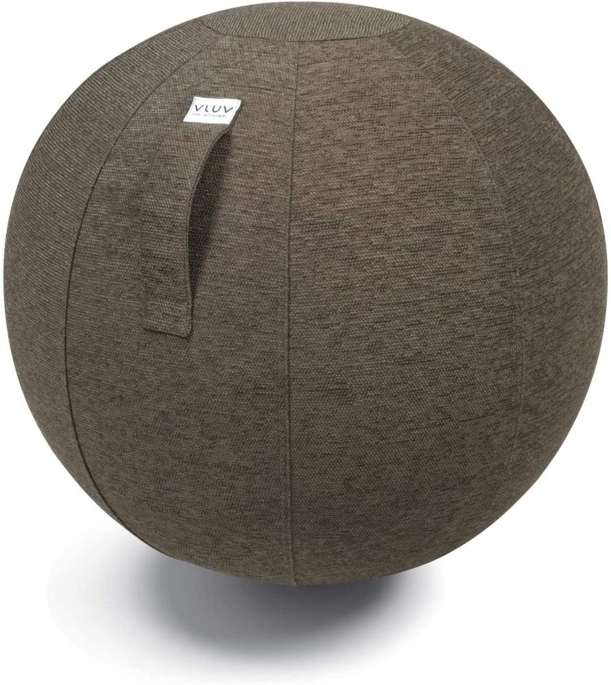 VLUV STOV Stoff-Sitzball, ergonomisches Sitzmöbel für Büro und Zuhause, Farbe: Greige (grau), Ø 60cm - 65cm, hochwertiger Möbelbezugsstoff, robust und formstabil, mit Tragegriff Bild 1