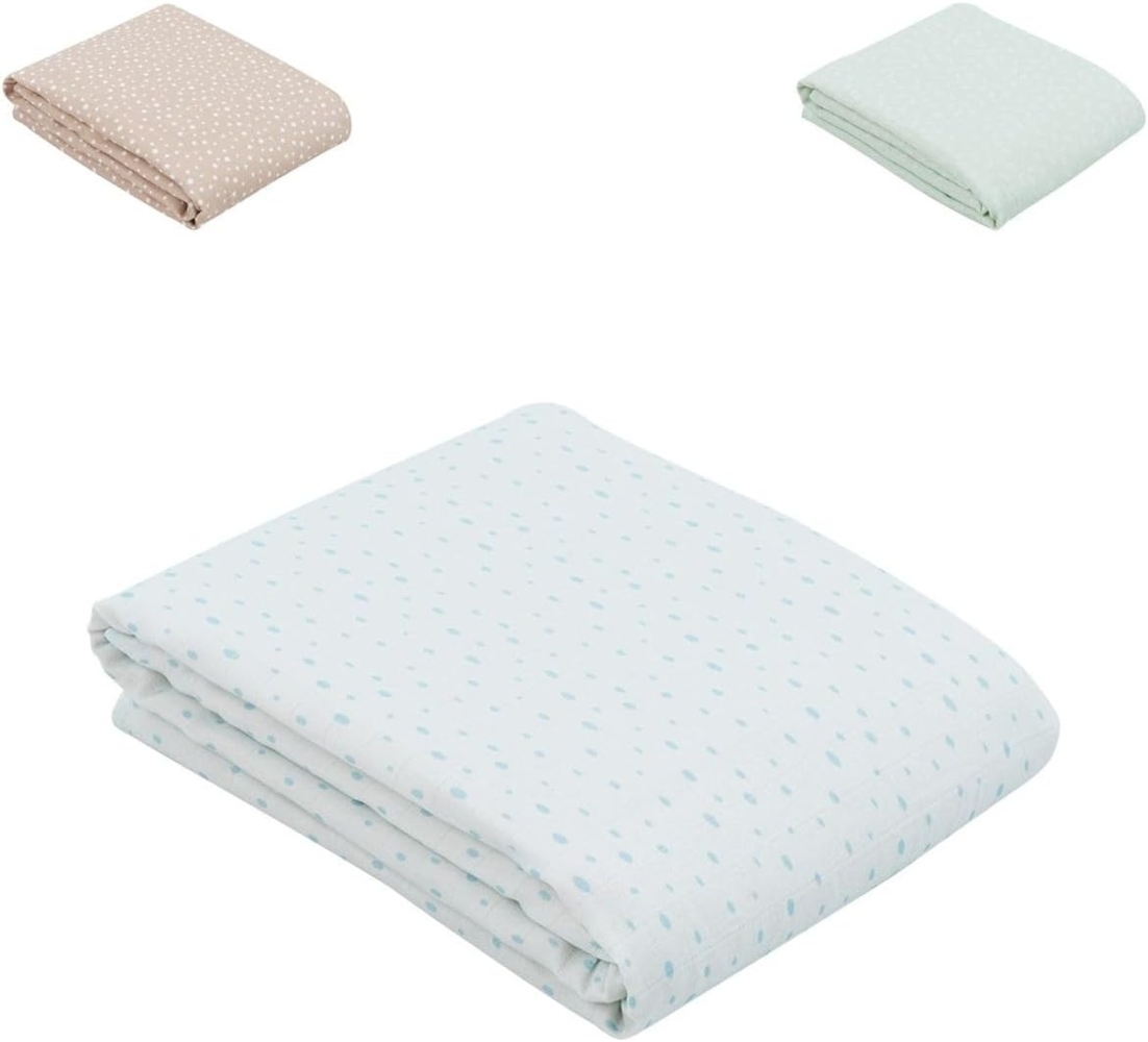 Kikkaboo Babydecke 100x100 cm Musselindecke Babydecke aus Baumwolle, ab Geburt blau Bild 1