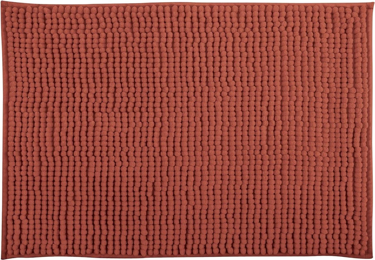 MSV Badteppich Badvorleger Duschvorleger Chenille Hochflor Badematte 60x90 cm – Terracotta Rot Bild 1