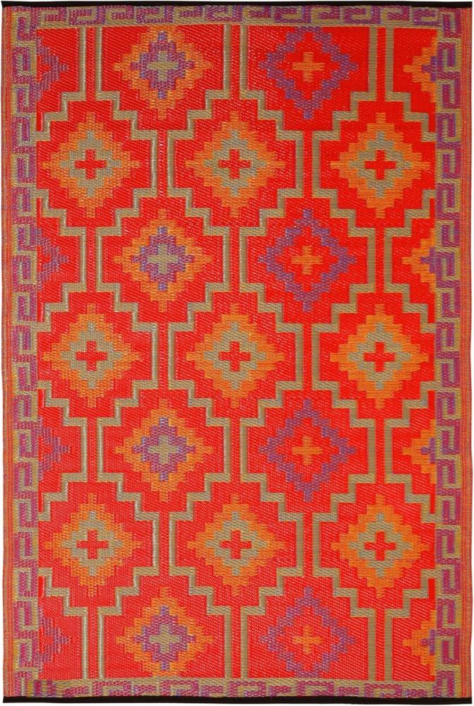 Fab Hab Outdoorteppich Lhasa Orange&Violet aus recyceltem Plastik orange/lila wetterfest verschieden 90x150 cm Bild 1