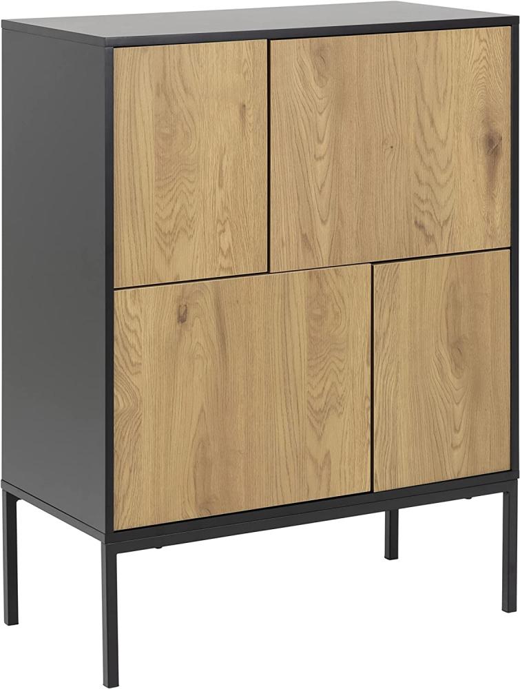 Actona SEAFORD Highboard Wildeiche Look Metall mattschwarz 4-türig Bild 1