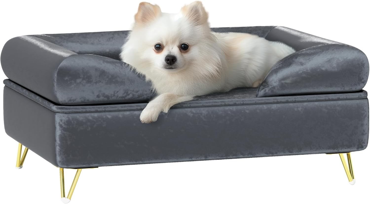 PawHut Tierbett Hundesofa, Hundebett mit waschbarer Bezug, Polyester, für kleine Hunde bis 10kg, Grau Bild 1