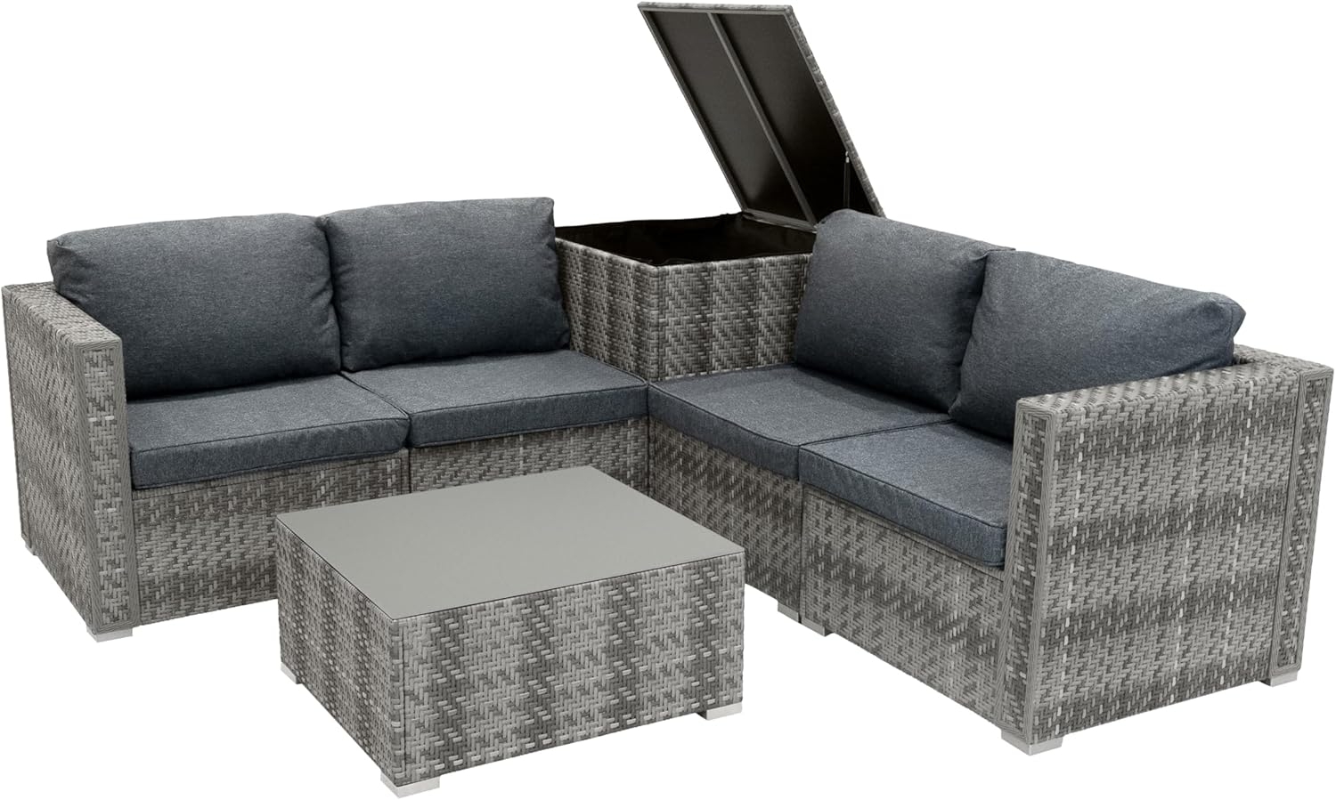 Rattan Modular 6-teiliges Möbelset – Grau Bild 1