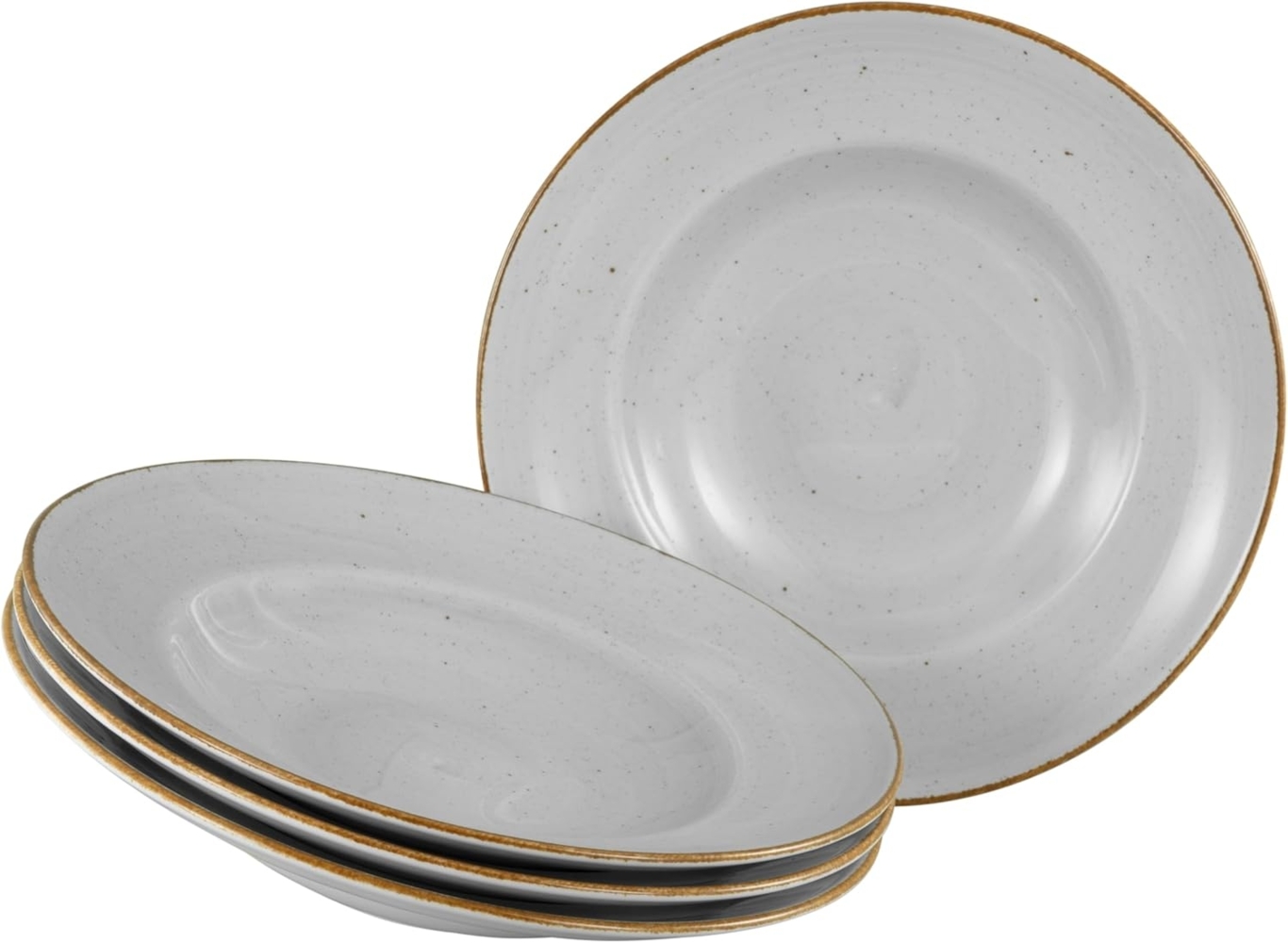 CreaTable, 34039, Serie Vintage Nature Stein, 4-teiliges Geschirrset, Pastateller aus Porzellan, spülmaschinen- und mikrowellengeeignet, Made in Europe Bild 1