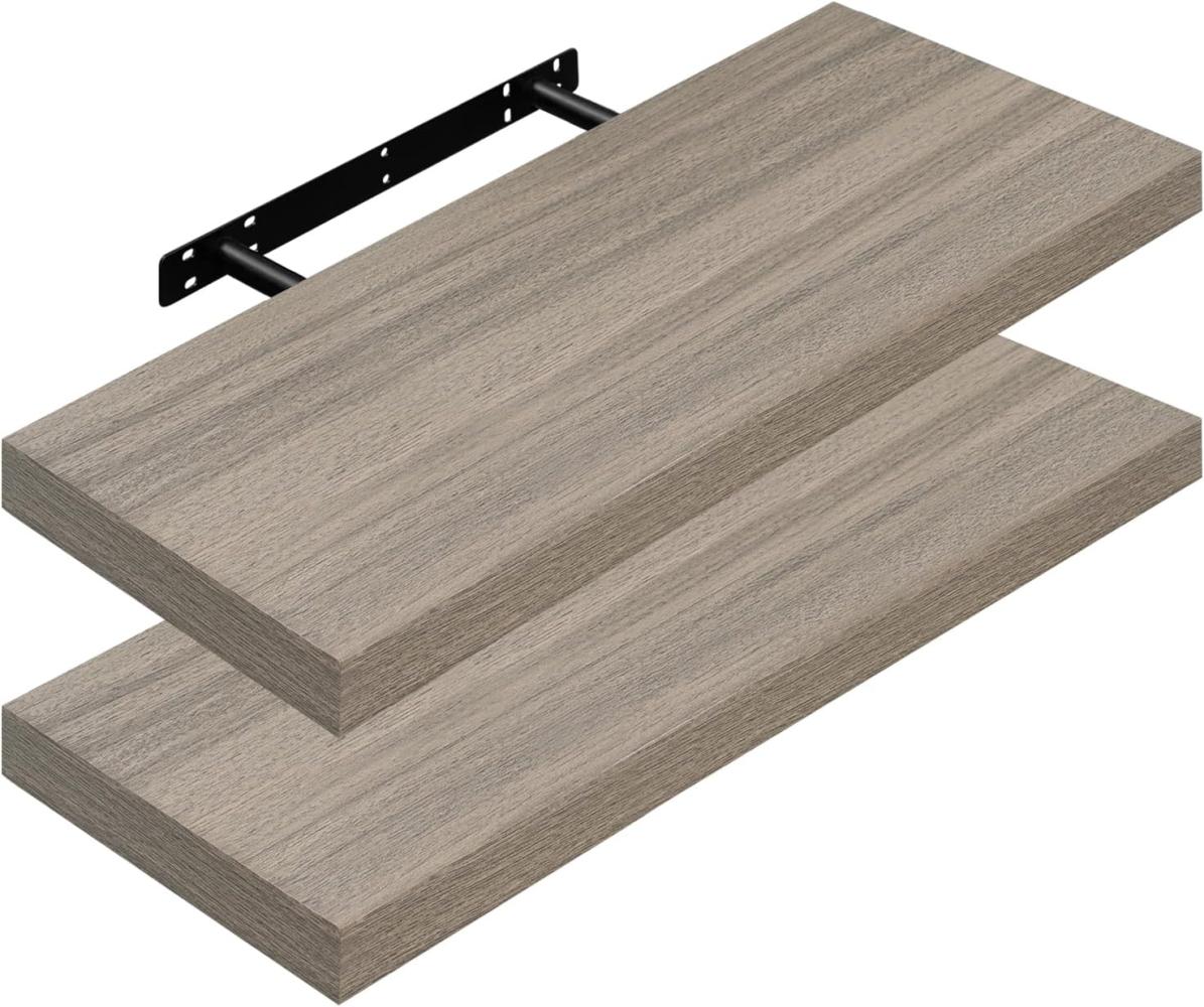 WOLTU 2X Wandregal Wandboard Bücherregal Regale für Deko Wandablagen aus MDF Holz, 2er Set Hängeregal Graue Holzoptik, 60x22. 9x3. 8cm Bild 1