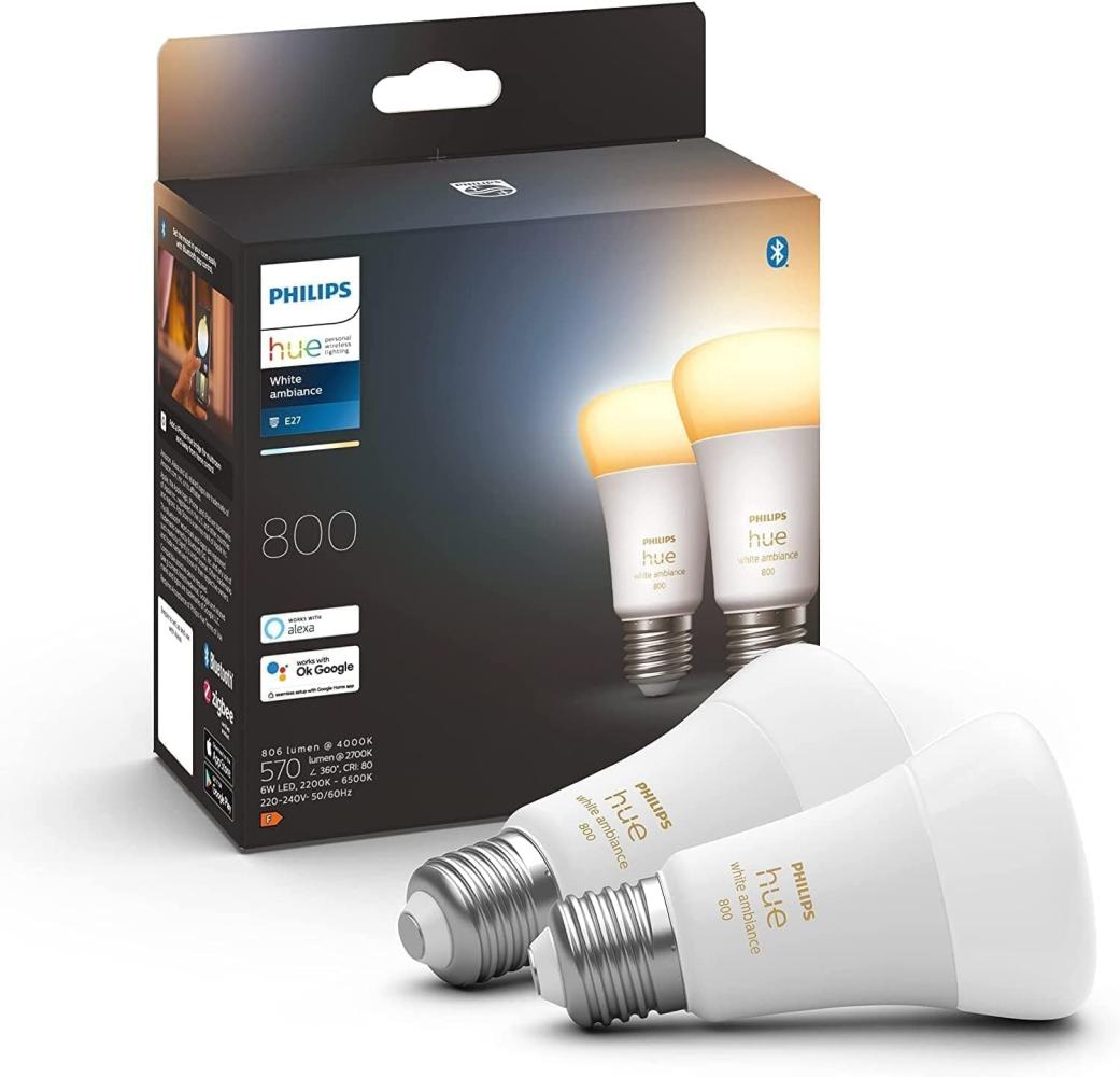 Philips Hue White Ambiance E27 LED 2er Lampe BT 2x570lm Bild 1