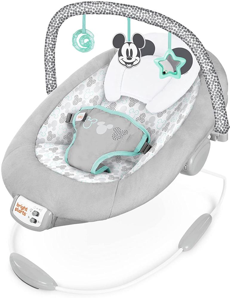 Brights Starts Disney Baby, Micky Maus Babywippe mit beruhigenden Vibrationen, Melodien, abnehmbarem Spielbogen, 3 Hängespielzeugen und mehr Bild 1