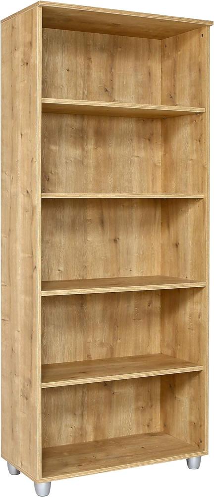 Furni24 Aktenschrank mit Fächern – Holzschrank fürs Büro und Homeoffice, mit 4 verstellbaren Regalbrettern, Ordnerregal Bücherschrank – Saphir-Eiche, 190 x 80 x 40 cm Bild 1