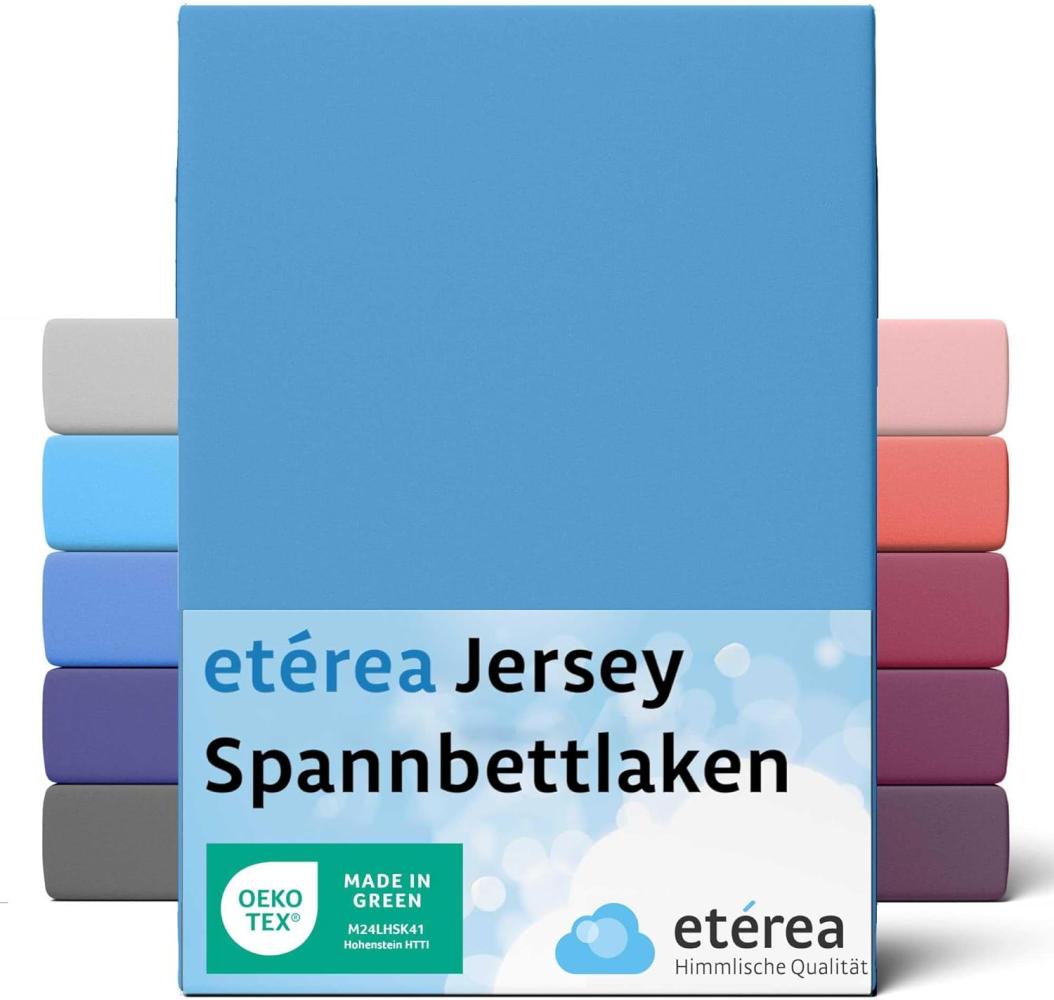 etérea Comfort Jersey Spannbettlaken Hellblau 200x200 cm - 200x220 cm Bild 1