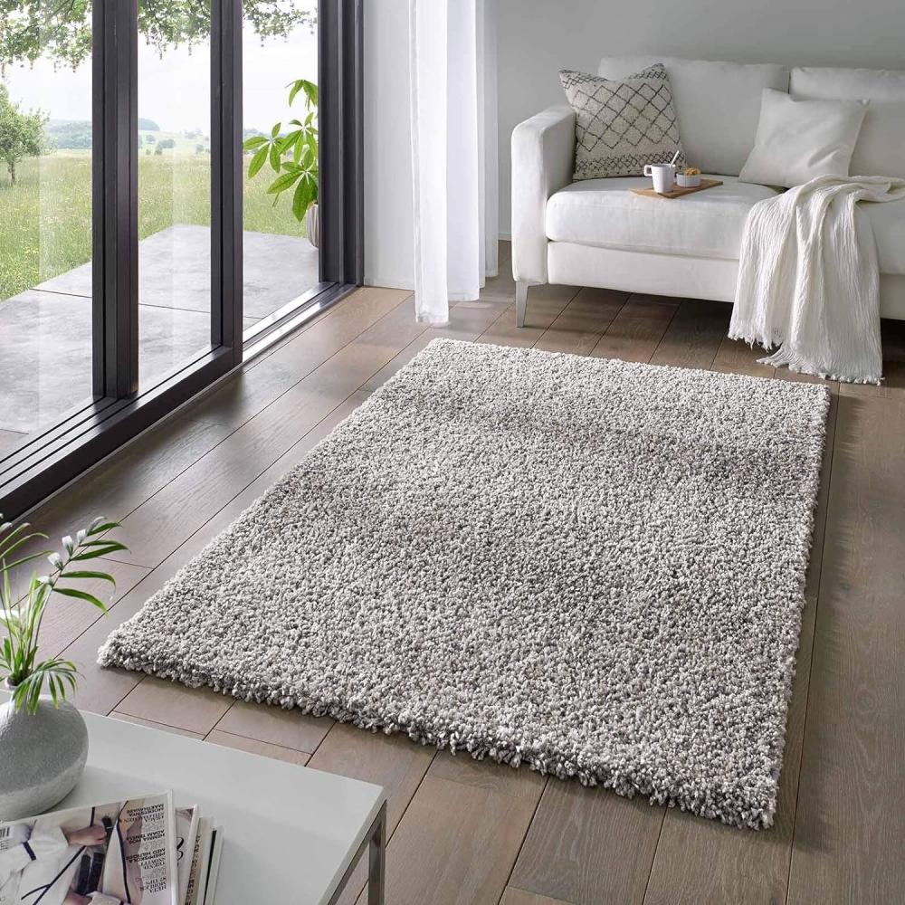 Taracarpet Shaggy Teppich Wohnzimmer Venezia Hochflor Langflor Teppiche modern Grau 200x290 cm Bild 1