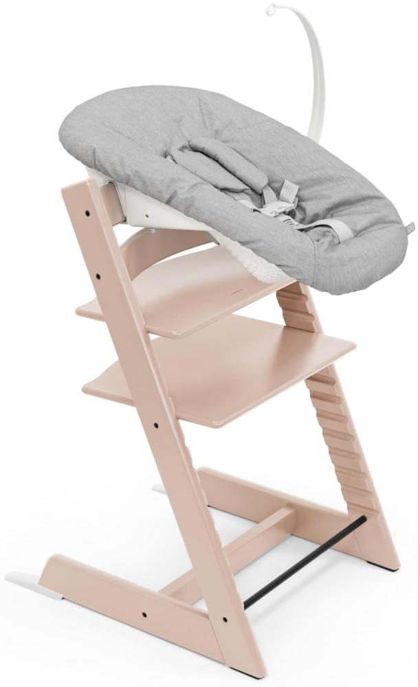 Tripp Trapp Stuhl von Stokke (Serene Pink) mit Newborn Set (Grey) - Für Neugeborene bis zu 9 kg - Gemütlich, sicher & einfach zu verwenden Bild 1