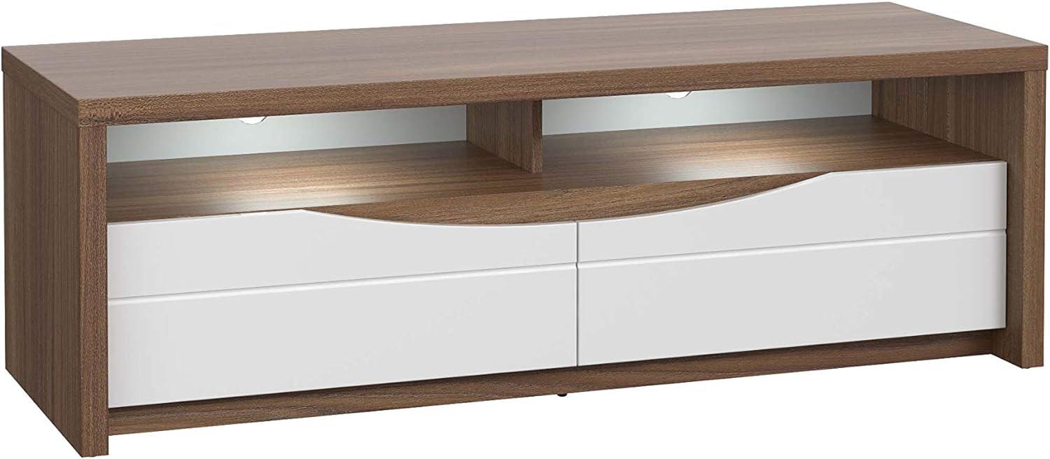 FORTE Saint Tropez TV-Unterschrank mit LED Beleuchtung, Holzwerkstoff, Braun/Weiß, 147,7 x 48,8 x 52,7 cm Bild 1