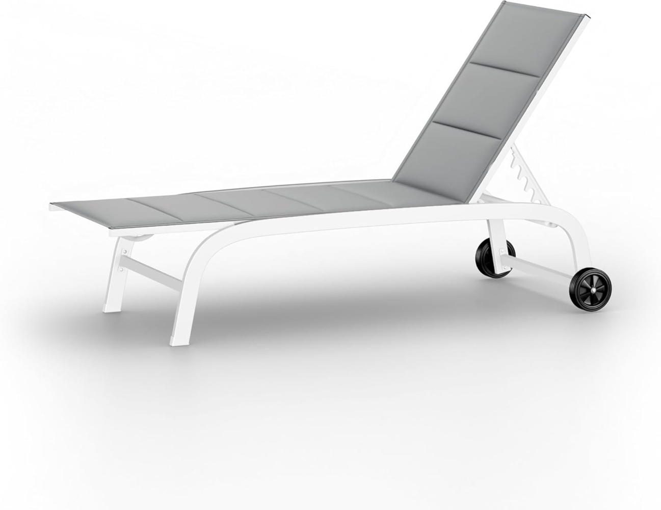 Limala Sonnenliege Lounger Stahl/Aluminium Textilene 150 kg mobil Weiß Bild 1