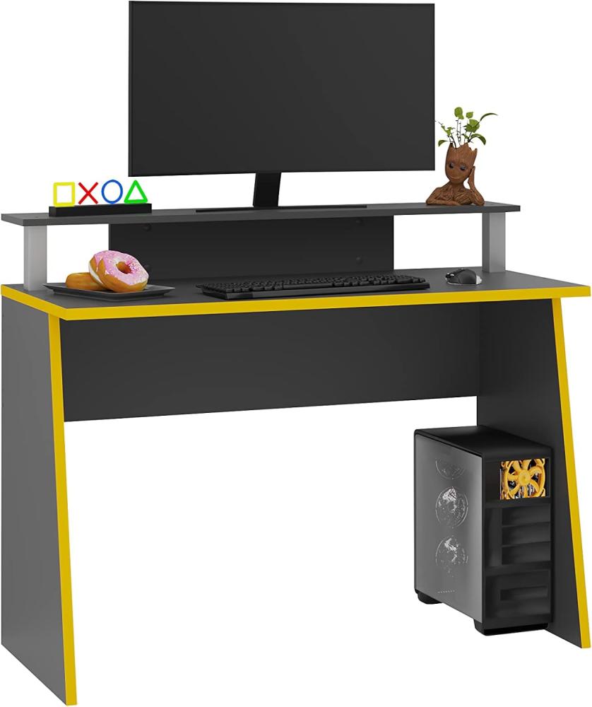 FMD Möbel - ZOCKER PRO - Gaming-Tisch - melaminharzbeschichtete Spanplatte - anthrazit - 93 x 117 x 50cm Bild 1