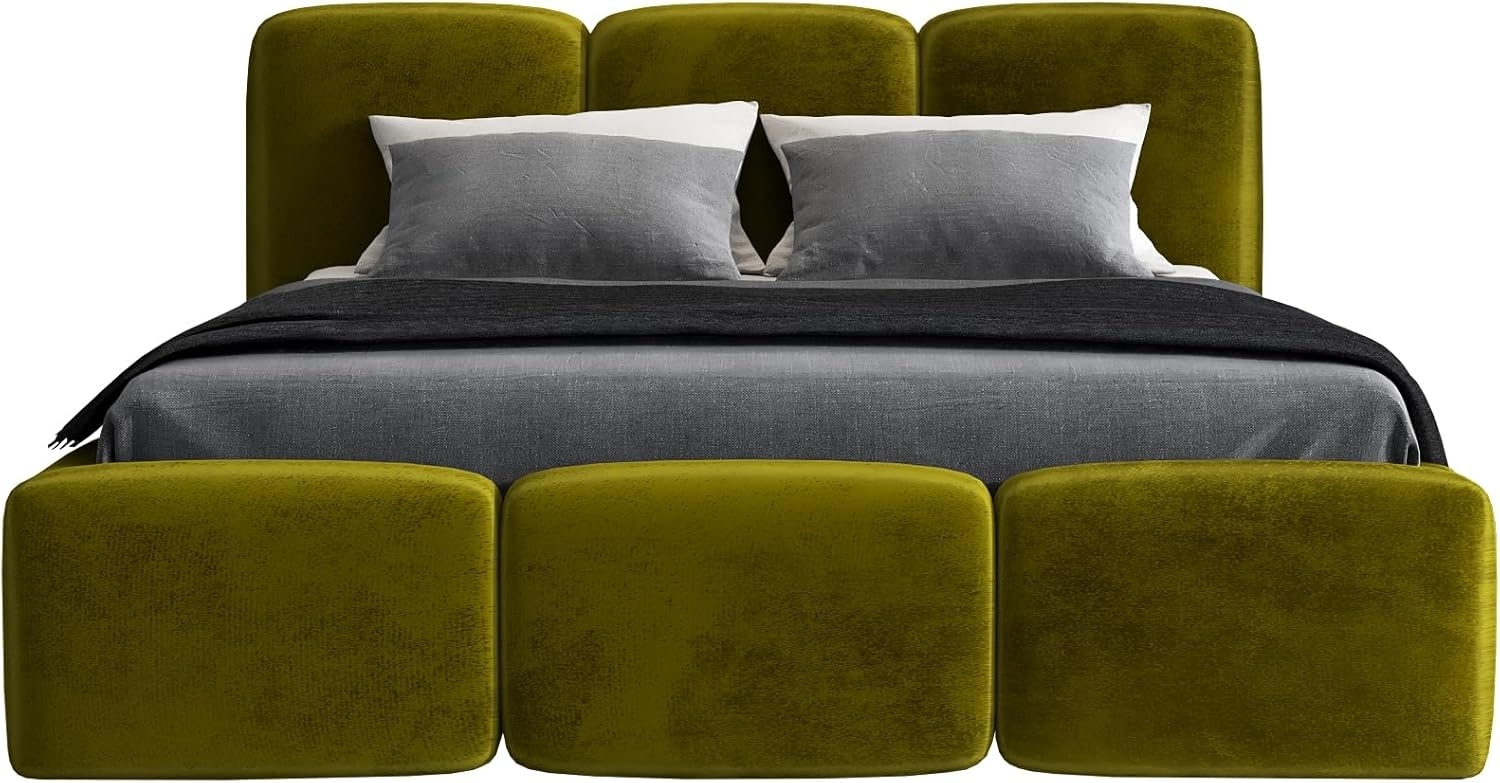 Polsterbett STAR 140x200 ohne Matratze mit Bettkasten und Lattenrost. Farbe: Olive 9 Bild 1