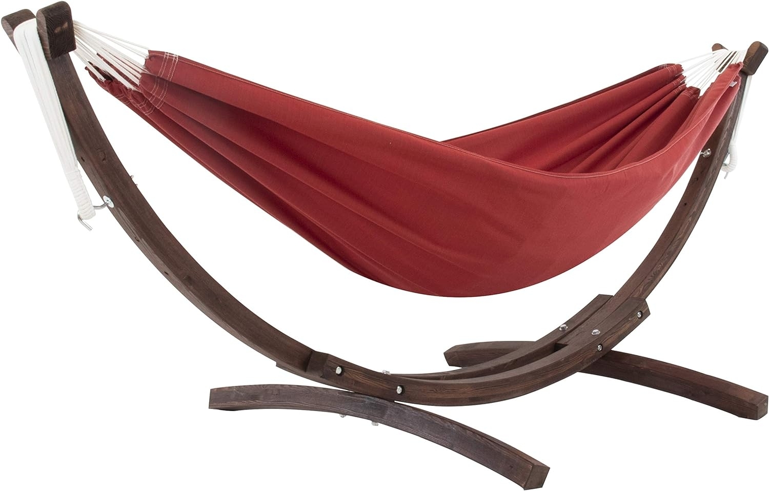 Vivere C8SPSN-CR Doppelhängematte aus Sunbrella® mit stabilem Bogengestell aus Massivkiefernholz - Crimson Bild 1