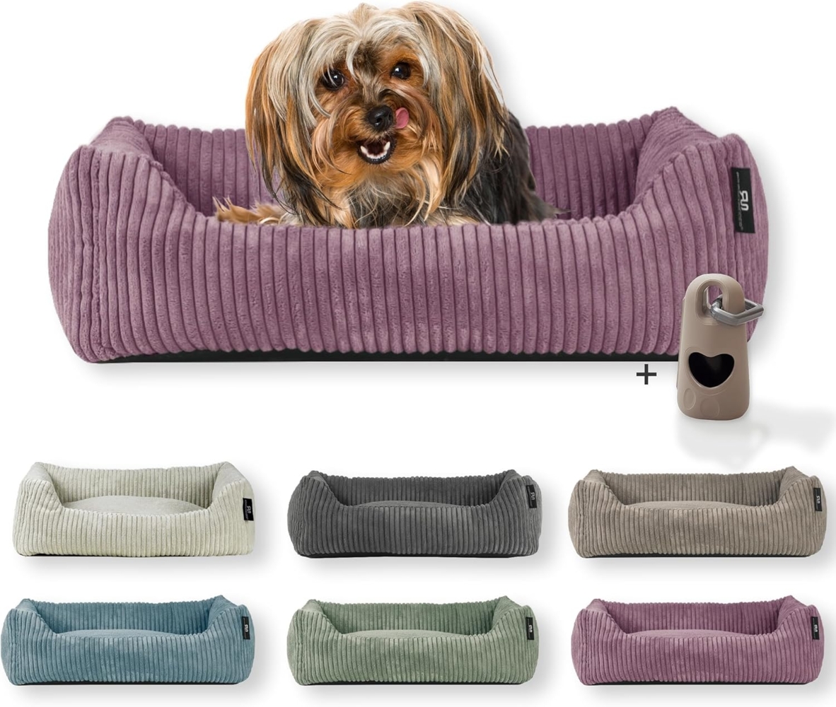 Rohrschneider Tierbett Hundebett Hundekorb Cordstoff, inkl. Gassibeutel Bild 1