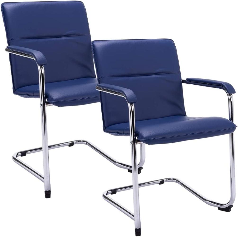 Besucherstuhl-Set 2-tlg. Rumba Freischwinger Esszimmerstuhl blau B49 x T60 x H85 Bild 1
