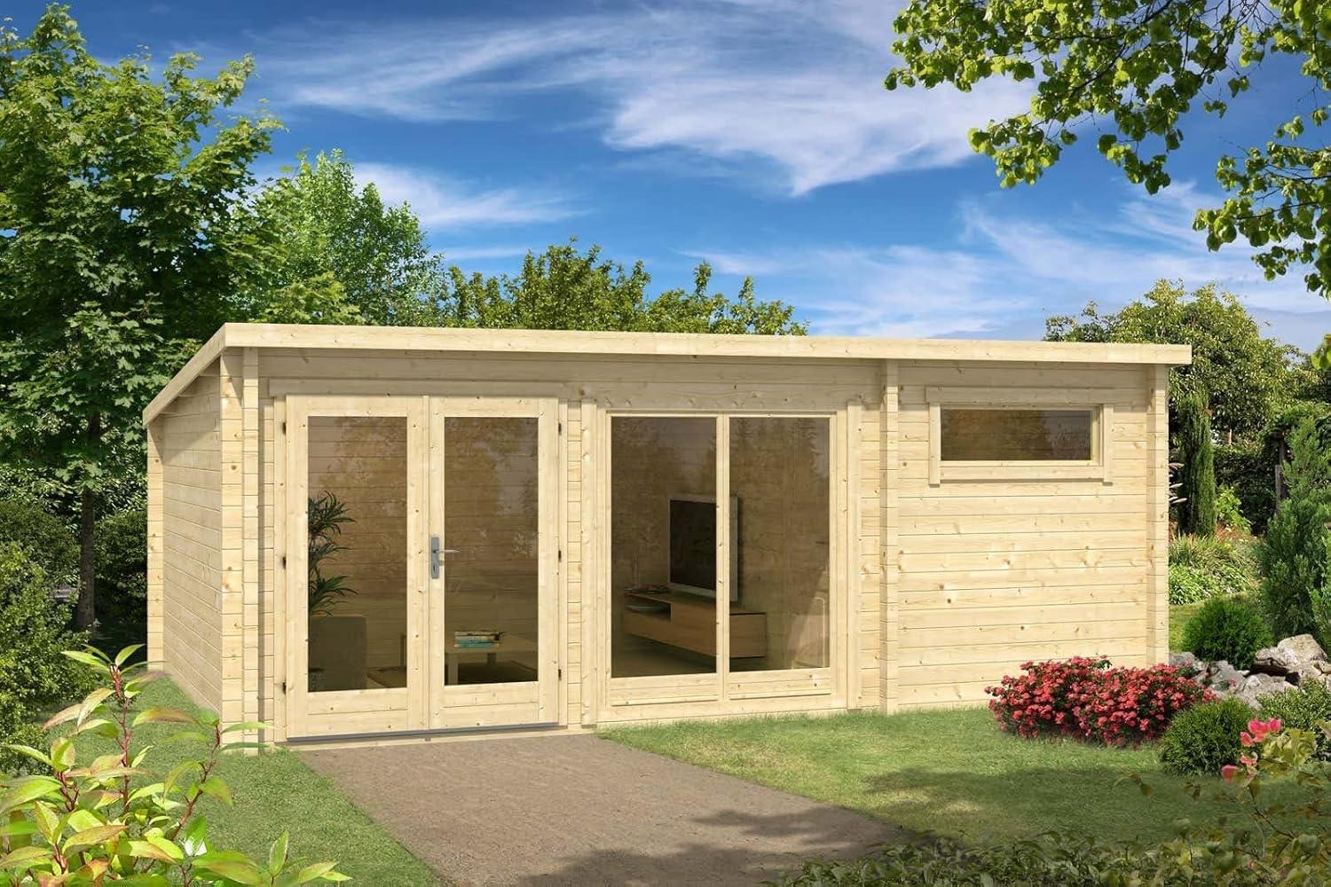 Alpholz Gartenhaus Atrium-E Gartenhaus aus Holz Holzhaus mit 40 mm Wandstärke Blockbohlenhaus mit Montagematerial Bild 1