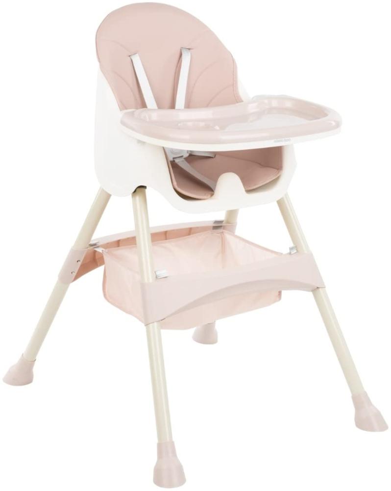 Kikkaboo Kinderhochstuhl 2 in 1 Brie, Kinderstuhl, Gurt, Tisch verstellbar, Korb rosa Bild 1