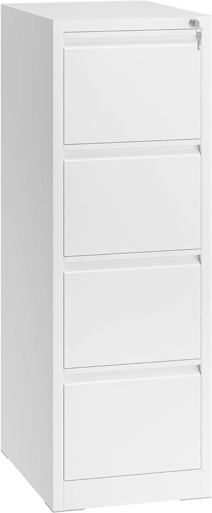 YITAHOME Aktenschrank mit 4 Abschließbaren Schubladen, Kippsicherer Rollender Aktenschrank mit Rädern für das Büro zu Hause, Unter-Pult-Aktenschränke, weiß, 62 x 45.8 x 133 cm Bild 1