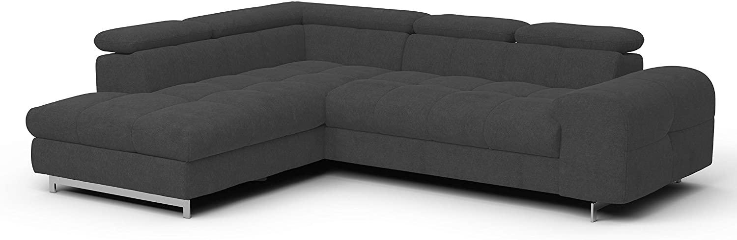 Mivano Ecksofa Chef / L-Sofa mit Schlaffunktion, Bettkasten und verstellbaren Kopfstützen / 262 x 72 x 206 / Anthrazit Bild 1