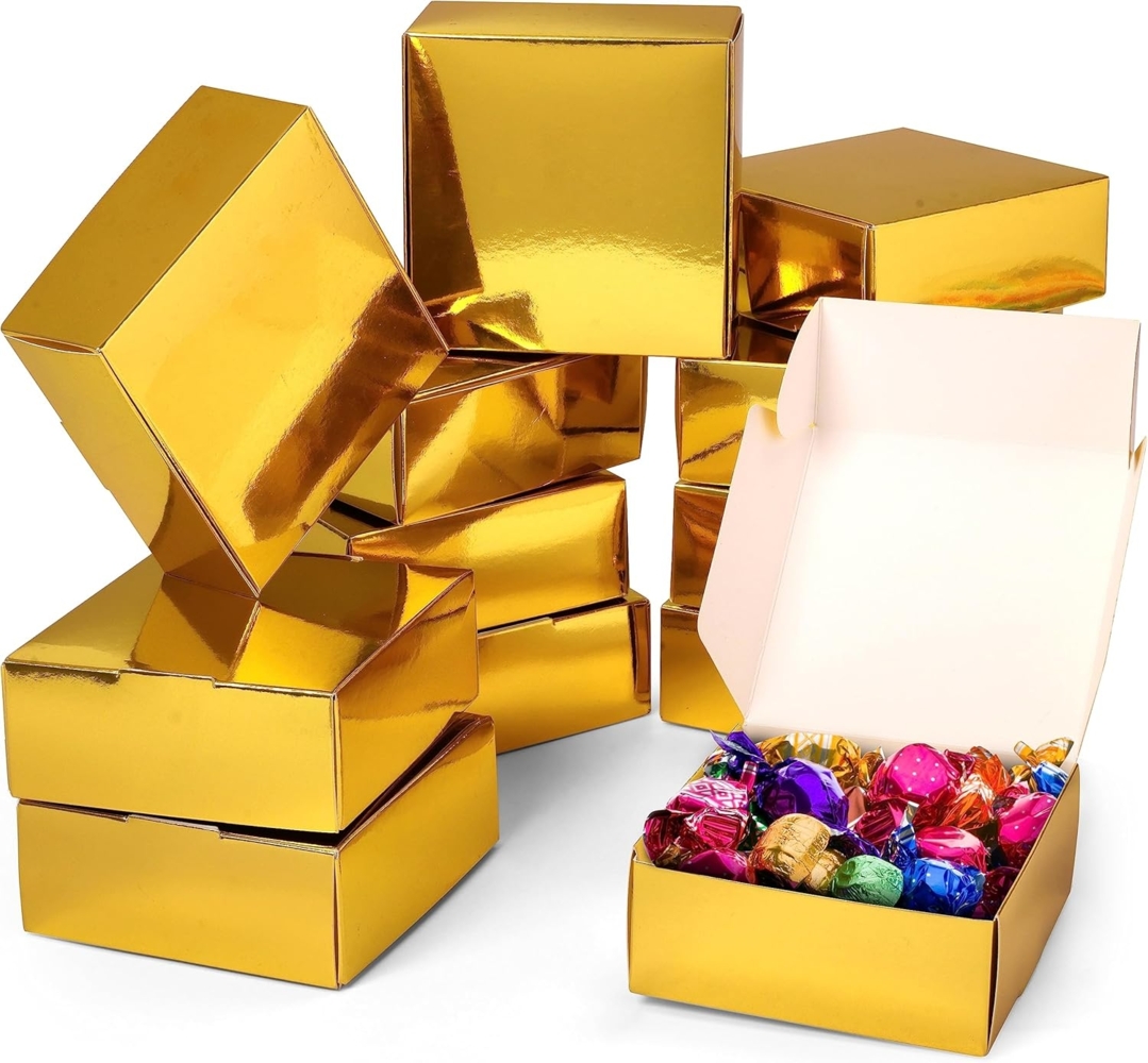 Kurtzy Geschenkbox Quadratische Kartonboxen - Goldene Geschenkboxen (20 Stück), Goldene Geschenkboxen (20 Stk) - Quadratische Kartonboxen Bild 1